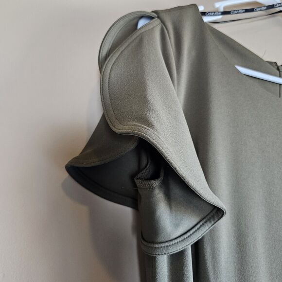 CALVIN KLEIN SIZE 14 TULIP SLEEVE JUMPSUIT JUMPER 1pc GREEN CASUAL PROFESSIONAL - Picture 5 of 9
